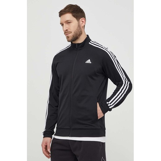 adidas bluza 3-Stripes męska kolor czarny z aplikacją  H46099 ze sklepu ANSWEAR.com w kategorii Bluzy męskie - zdjęcie 170270821