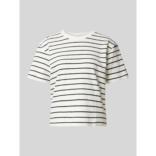 T-shirt z imitacji dzianiny ze wzorem w paski ze sklepu Peek&Cloppenburg  w kategorii Bluzki damskie - zdjęcie 170273583