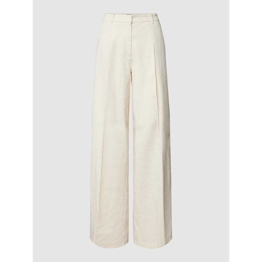 Spodnie lniane z szeroką nogawką i zakładkami w pasie model ‘MIRA’ ze sklepu Peek&Cloppenburg  w kategorii Spodnie damskie - zdjęcie 170273722
