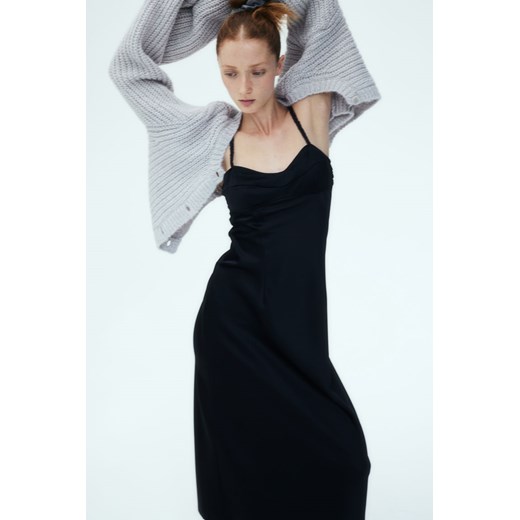 H & M - Satynowa sukienka na ramiączkach - Czarny H & M L H&M