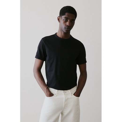 H & M - Bawełniany T-shirt Slim Fit - Czarny ze sklepu H&M w kategorii T-shirty męskie - zdjęcie 170274364