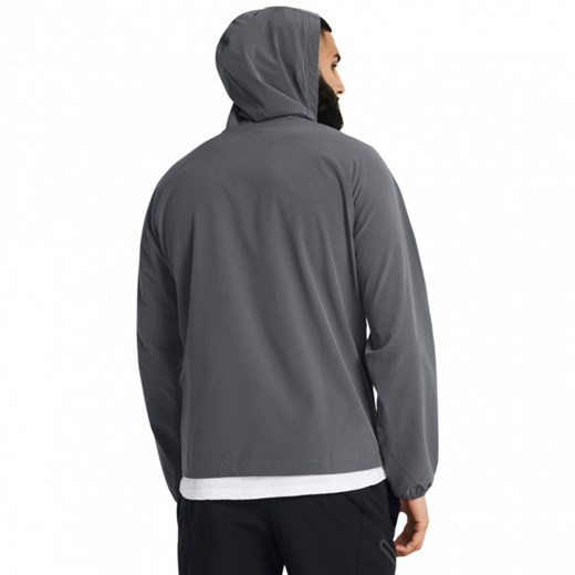 Męska kurtka treningowa Under Armour UA Stretch Woven Windbreaker - szara ze sklepu Sportstylestory.com w kategorii Kurtki męskie - zdjęcie 170278410