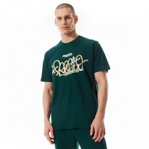 Męski t-shirt z nadrukiem Prosto Skrift  - zielony L Sportstylestory.com