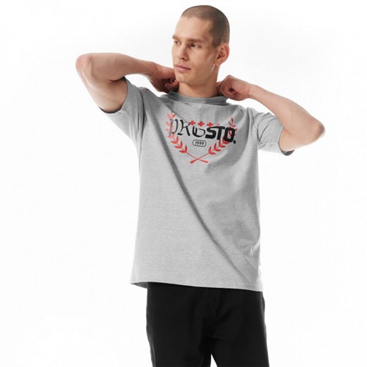Męski t-shirt z nadrukiem Prosto Huffle - szary ze sklepu Sportstylestory.com w kategorii T-shirty męskie - zdjęcie 170279842