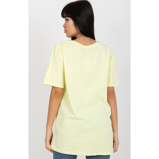 T-shirt damski z nadrukiem jasnożółty EM-TS-527-1.26X, Kolor jasnożółty, Rozmiar one size, EX MODA ze sklepu Primodo w kategorii Bluzki damskie - zdjęcie 170280710