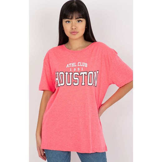 Różowy t-shirt damski z nadrukiem EM-TS-527-1.26X, Kolor różowy, Rozmiar one size, EX MODA ze sklepu Primodo w kategorii Bluzki damskie - zdjęcie 170280722