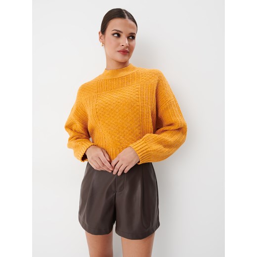 Mohito - Sweter z ozdobnym splotem - pomarańczowy ze sklepu Mohito w kategorii Swetry damskie - zdjęcie 170286014