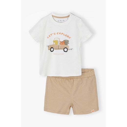 Bawełniany komplet niemowlęcy - t-shirt + szorty ze sklepu 5.10.15 w kategorii Komplety niemowlęce - zdjęcie 170287302