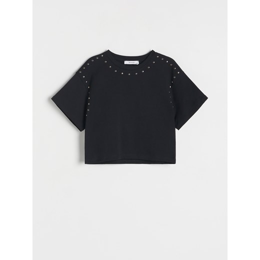Reserved - T-shirt z ćwiekami - czarny ze sklepu Reserved w kategorii Bluzki dziewczęce - zdjęcie 170288110