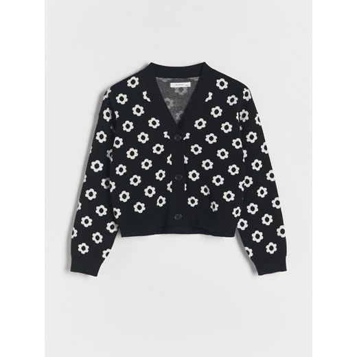 Reserved - Wzorzysty kardigan - czarny ze sklepu Reserved w kategorii Swetry dziewczęce - zdjęcie 170288231