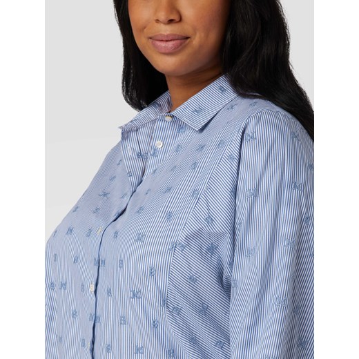 Bluzka koszulowa PLUS SIZE z wyszywanym logo na całej powierzchni,model Marina Rinaldi 42 Peek&Cloppenburg  promocja