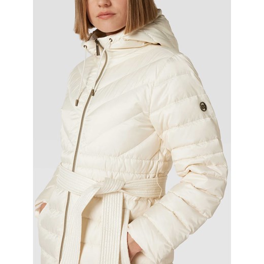Płaszcz puchowy z paskiem w talii model ‘Long Fitted Puffer’ Michael Michael Kors XS promocyjna cena Peek&Cloppenburg 