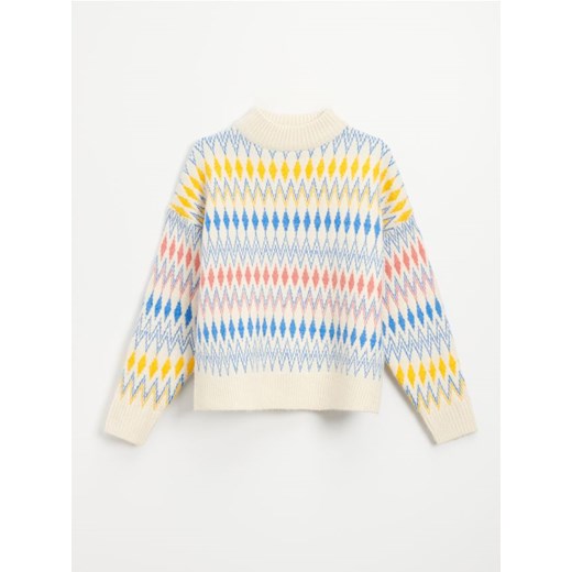 Ciepły sweter w kolorowe romby House S promocja House