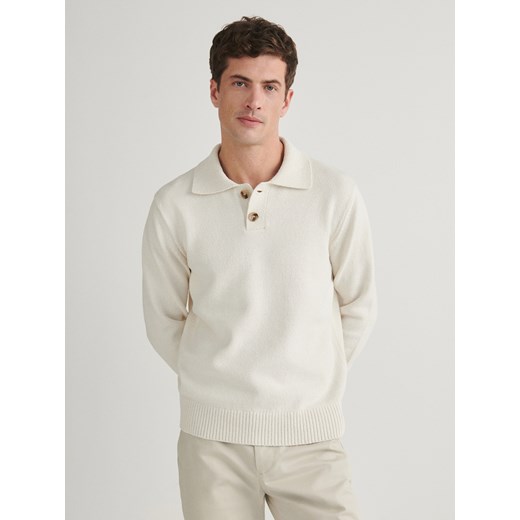 Reserved - Sweter polo - złamana biel ze sklepu Reserved w kategorii Swetry męskie - zdjęcie 170298754