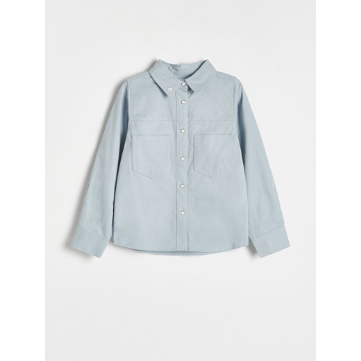 Reserved - Bawełniana koszula z haftem - jasnoniebieski ze sklepu Reserved w kategorii Koszule dziewczęce - zdjęcie 170298791