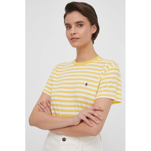 Polo Ralph Lauren t-shirt bawełniany damski kolor żółty 211924293 ze sklepu ANSWEAR.com w kategorii Bluzki damskie - zdjęcie 170305581