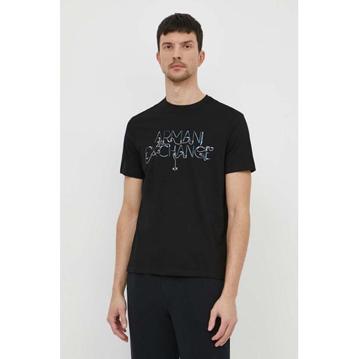 Armani Exchange t-shirt bawełniany męski kolor czarny z nadrukiem 3DZTJF ZJH4Z ze sklepu ANSWEAR.com w kategorii T-shirty męskie - zdjęcie 170305664