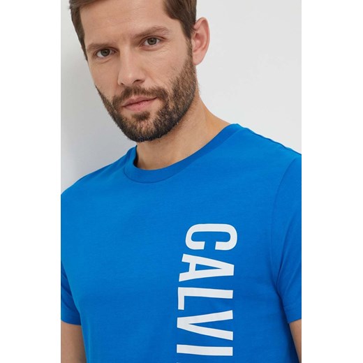 Calvin Klein t-shirt bawełniany męski kolor turkusowy z nadrukiem ze sklepu ANSWEAR.com w kategorii T-shirty męskie - zdjęcie 170305683