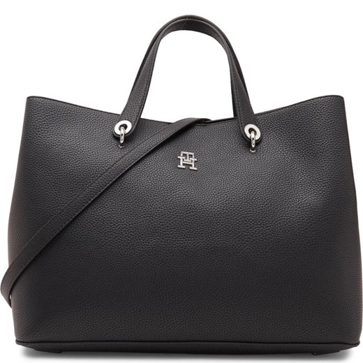 Shopper bag Tommy Hilfiger czarna ze skóry ekologicznej 