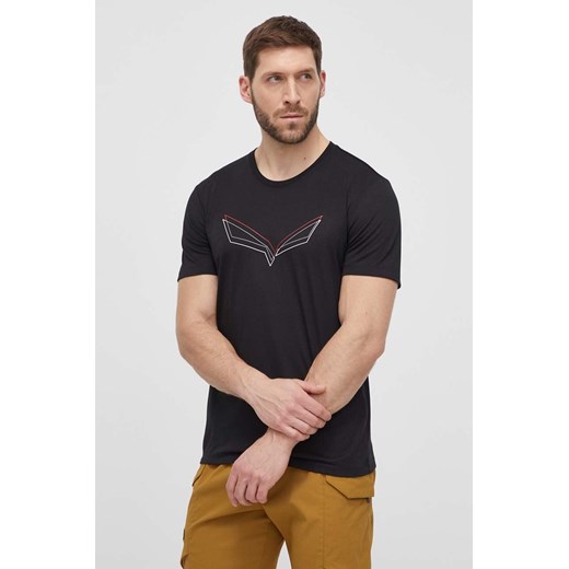 Salewa t-shirt sportowy Pure Eagle Frame Dry kolor czarny z nadrukiem 00-0000028448 ze sklepu ANSWEAR.com w kategorii T-shirty męskie - zdjęcie 170313851