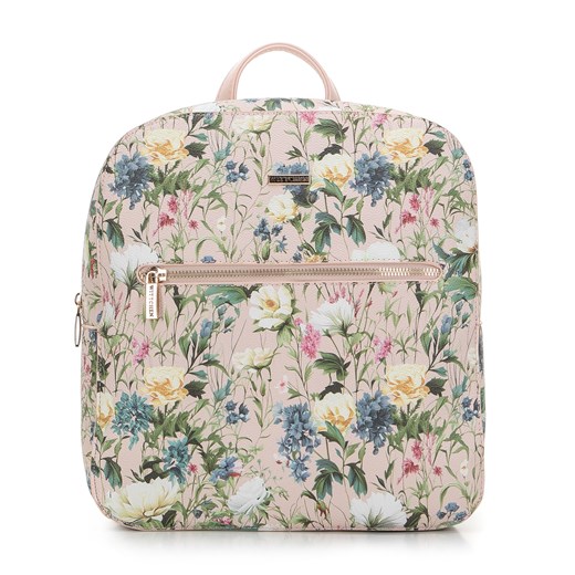 Damski plecak z ekoskóry w kwiaty prosty jasny róż ze sklepu WITTCHEN w kategorii Plecaki - zdjęcie 170314781