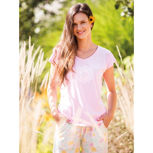 100% bawełniana piżama w delikatne kwiaty - S ze sklepu PH KEY Sp. z o.o.  w kategorii Piżamy damskie - zdjęcie 170316463