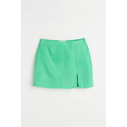 H & M - Krótka spódnica z domieszką lnu - Zielony ze sklepu H&M w kategorii Spódnice - zdjęcie 170318264