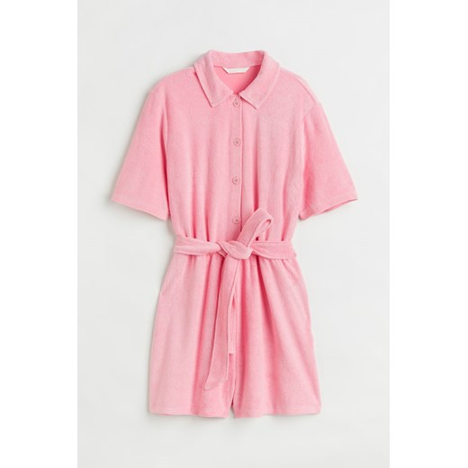 H & M - Krótki kombinezon frotte - Różowy ze sklepu H&M w kategorii Kombinezony damskie - zdjęcie 170318304