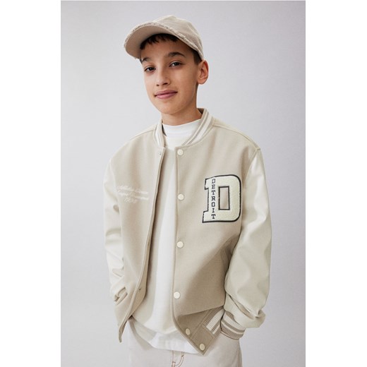 H & M - Kurtka bejsbolowa z aplikacjami - Brązowy H & M 152 (11-12Y) H&M