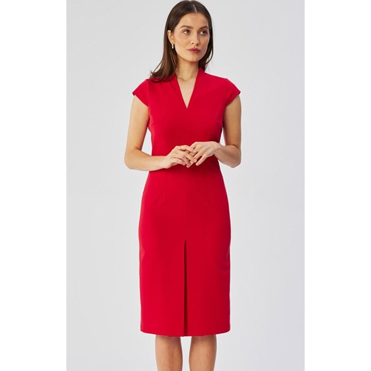 Czerwona sukienka ołówkowa z podwójnym dekoltem S359, Kolor czerwony, Rozmiar L, Stylove ze sklepu Primodo w kategorii Sukienki - zdjęcie 170320832