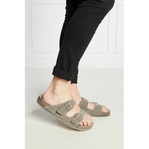 Klapki męskie brązowe BIRKENSTOCK bez zapięcia letnie 