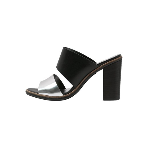 Zign Klapki silver/nero zalando czarny na obcasie