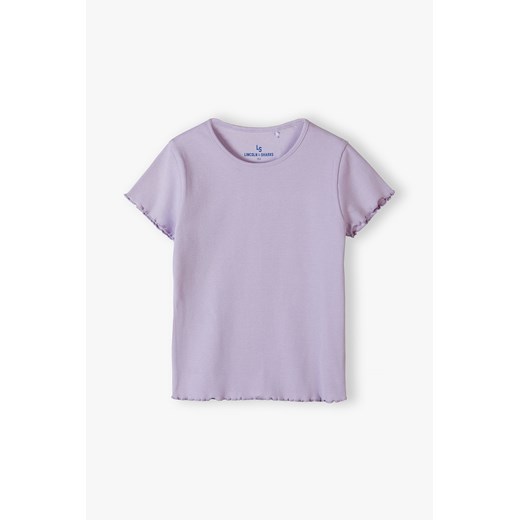 Fioletowy t-shirt dziewczęcy w prążki - Lincoln&Sharks ze sklepu 5.10.15 w kategorii Bluzki dziewczęce - zdjęcie 170326203