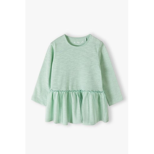Dzianinowa bluzka niemowlęca z falbanką - zielona - 5.10.15. ze sklepu 5.10.15 w kategorii Kaftaniki i bluzki - zdjęcie 170326342