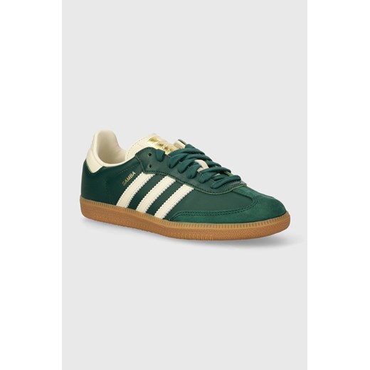 adidas Originals sneakersy skórzane Samba OG W kolor zielony IE0872 ze sklepu PRM w kategorii Buty sportowe damskie - zdjęcie 170329644