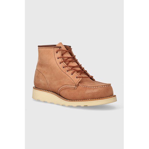 Red Wing botki zamszowe 6-Inch Moc Toe damskie kolor różowy na płaskim obcasie 3319 ze sklepu PRM w kategorii Botki - zdjęcie 170329650