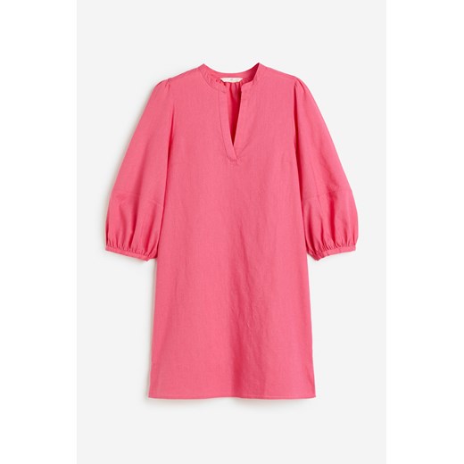 H & M - Sukienka tunikowa z domieszką lnu - Różowy ze sklepu H&M w kategorii Sukienki - zdjęcie 170331793