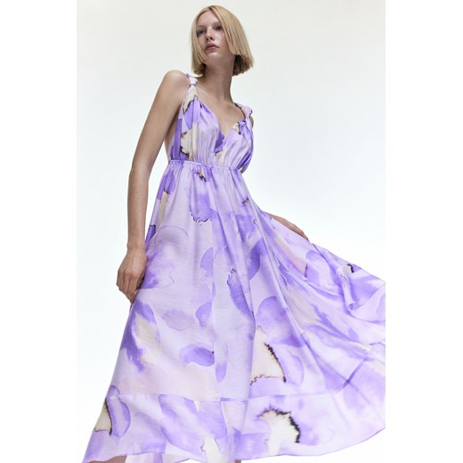 H & M - Sukienka midi z domieszką lyocellu - Fioletowy H & M L H&M