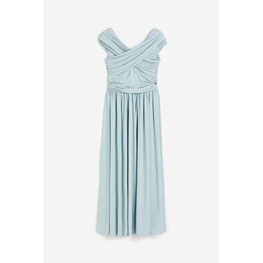 H & M - Marszczona sukienka z odkrytymi ramionami - Turkusowy H & M M H&M