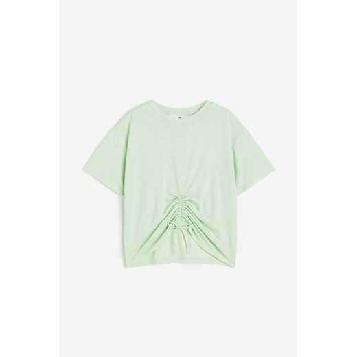 H & M - T-shirt ze ściąganym sznurkiem - Zielony ze sklepu H&M w kategorii Bluzki dziewczęce - zdjęcie 170335412