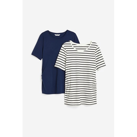H & M - MAMA Bawełniany T-shirt 2-pak - Niebieski ze sklepu H&M w kategorii Bluzki ciążowe - zdjęcie 170335510