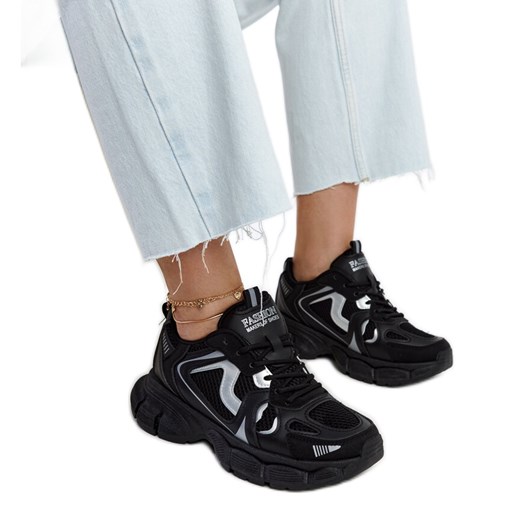 Czarne sneakersy na masywnej podeszwie Jakobine ze sklepu ButyModne.pl w kategorii Buty sportowe damskie - zdjęcie 170335754