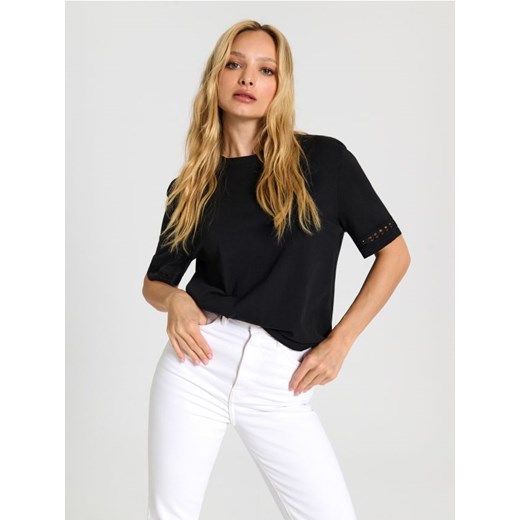 Sinsay - Koszulka bawełniana - czarny ze sklepu Sinsay w kategorii Bluzki damskie - zdjęcie 170338573