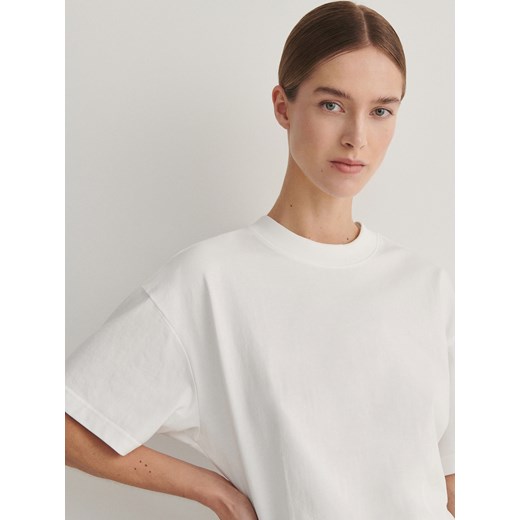 Reserved - Taliowany t-shirt - biały ze sklepu Reserved w kategorii Bluzki damskie - zdjęcie 170338853