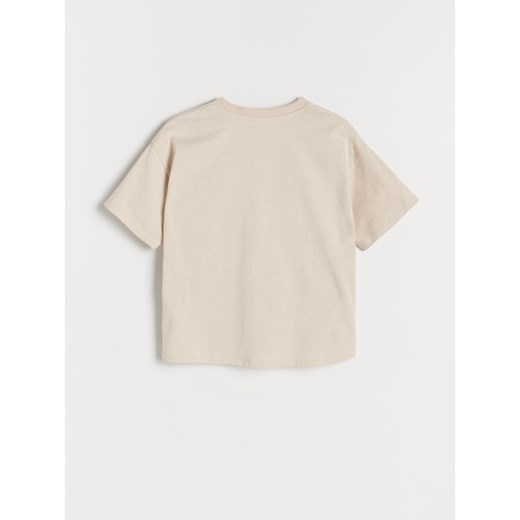 Reserved - Bawełniany t-shirt - beżowy Reserved 128 (7-8 lat) Reserved