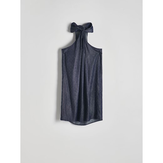 Reserved - Sukienka mini z dekoltem halter - granatowy Reserved XL Reserved