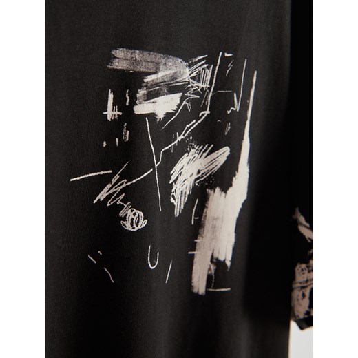 Reserved - T-shirt regular z nadrukiem - czarny Reserved S Reserved