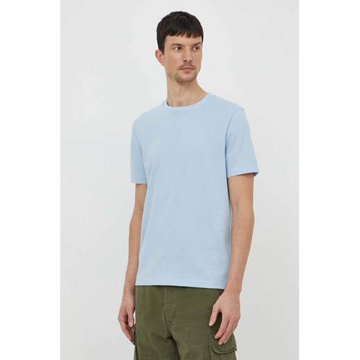 BOSS t-shirt męski kolor niebieski gładki 50452680 ze sklepu ANSWEAR.com w kategorii T-shirty męskie - zdjęcie 170339582