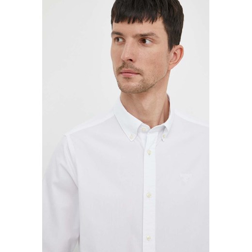 Barbour koszula bawełniana męska kolor biały regular z kołnierzykiem button-down ze sklepu ANSWEAR.com w kategorii Koszule męskie - zdjęcie 170339651