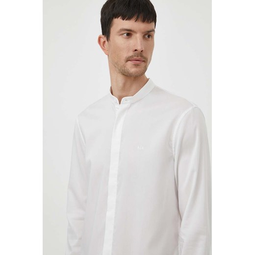 Armani Exchange koszula męska kolor biały regular ze stójką 3DZC19 ZN4CZ ze sklepu ANSWEAR.com w kategorii Koszule męskie - zdjęcie 170339661